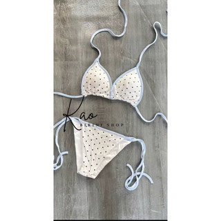 ( sẵn Mút)•CÓ SẴN HN• HỎA TỐC*Set Bikini Viền Xanh hau mảnh tam giác basic