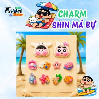 [ĐỘC QUYỀN]  Set Charm Shin Mặt To Má Bự Má Hồng Đi Biển Vỏ Sò Sao Biển Kho Báu Đại Dương Resin Cute Premium