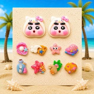 [ĐỘC QUYỀN]  Set Charm Shin Mặt To Má Bự Má Hồng Đi Biển Vỏ Sò Sao Biển Kho Báu Đại Dương Resin Cute Premium