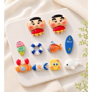 [ĐỘC QUYỀN]  Set Charm Shin Mặt To Má Bự Đi Nghỉ Hè- Biên Cua Đỏ Cá Heo SpongeBob Phao Cứu Sinh Đại Dương Resin