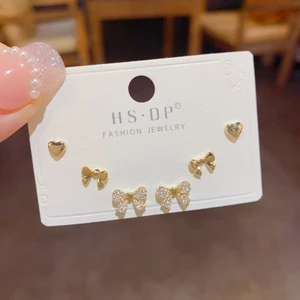V.I.T Accessories | Set bông tai nơ đính đá 6 chiếc (1 màu)