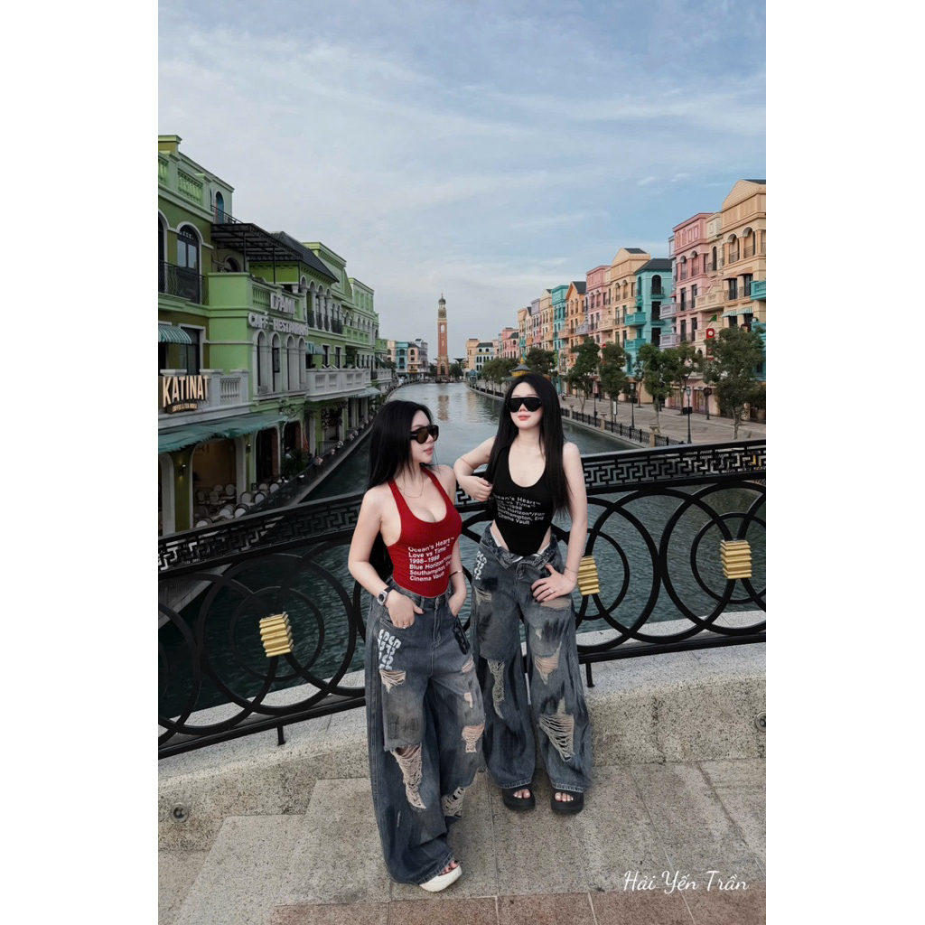 Áo bodysuit in chữ ba lỗ dây xoắn lưng siu đẹp