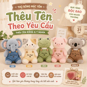 Gấu bông thú nhồi bông cute mặc yếm dễ thương – Koala, mèo, voi, heo, ếch siêu mềm mịn quà tặng 31CM - ROSA GIFT HOUSE