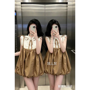 váy bí nơ new xinh a nâu đen