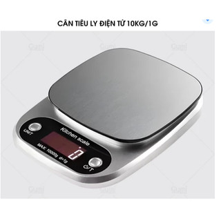 [Tặng Pin] Cân Tiểu Ly Định Lượng 10kg Điện Tử  Mặt Cân Inox
