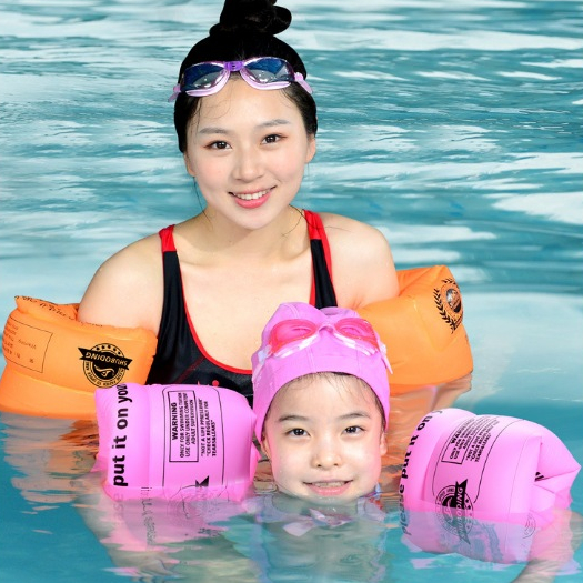 Đôi phao tay bơi lội vàng cam xanh hồng cho trẻ em & người lớn - Loại bơm hơi