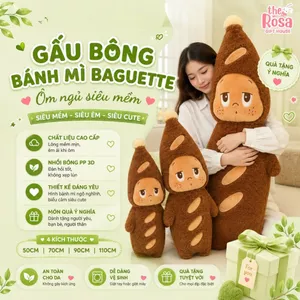 Gấu Bông Bánh Mì Baguette 50/70/90cm – Thú Nhồi Bông Hình Bánh Mì Ôm Ngủ Siêu Mềm Dễ Thương