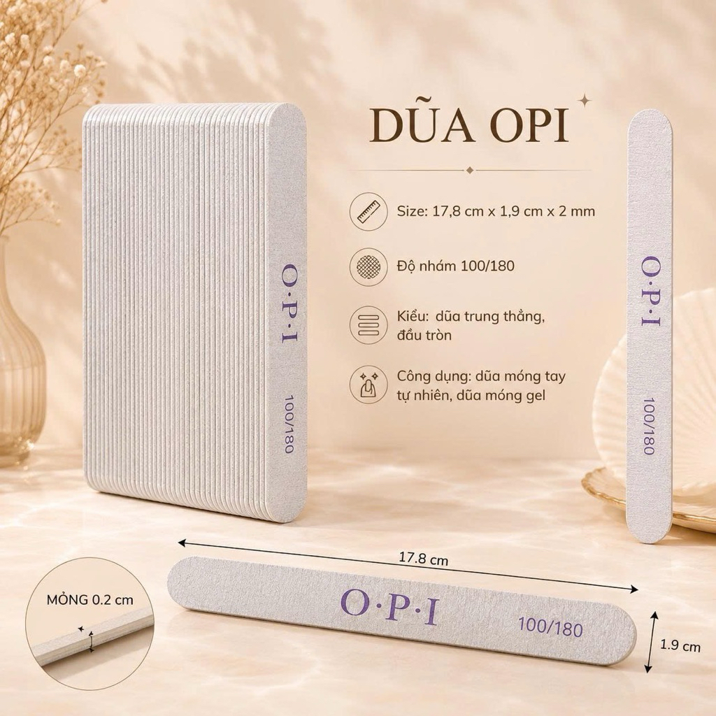 Dũa Móng OPI Mỏng 100/180 Cao Cấp – Dũa Nail Tạo Form Chuyên Nghiệp, Dũa Gel Móng Tay Móng Chân Chuẩn Salon ND6