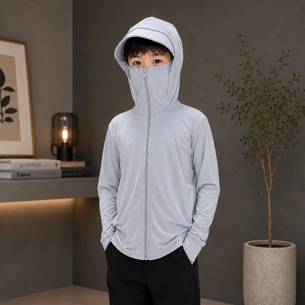 Áo Chống Nắng Bé Trai Bé Gái Size Đại Chất Liệu Thun Lạnh Cao Cấp Có Vành Mũ