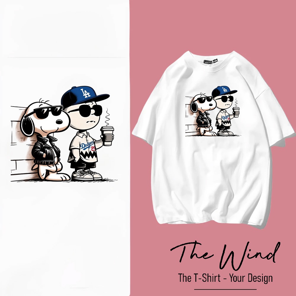 Áo thun Snoopy x Charlie Brown LA Dodgers Form Rộng Cotton Việt Mềm Mịn Thoáng Mát
