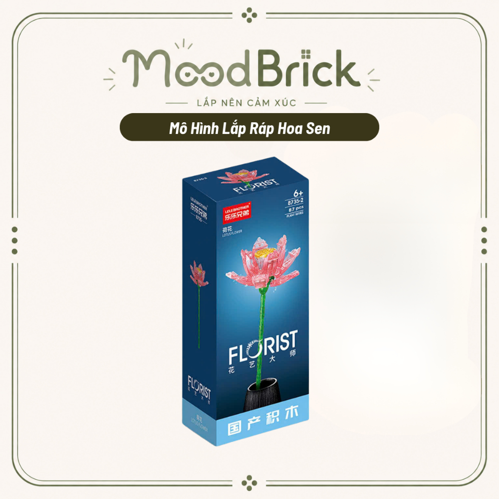 Hoa Sen Lắp Ráp Trong Suốt Mô Hình Hoa Trang Trí Phòng Khách Quà Tặng Độc Đáo - MoodBrick