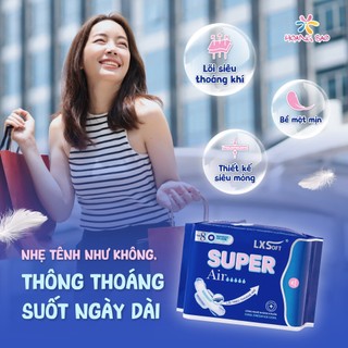 [ DEAL KOC] Băng vệ sinh Lxsoft Super Air MẶT LƯỚI, BẠC HÀ SIU MÁT, Siêu mỏng, mềm mại, chống tràn hiệu quả