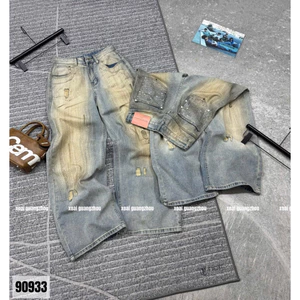 🥭Jeans xuông loang màu vảy sơn cào rách nhẹ túi bling siu slayyy 🖤🖤 hàng QC loại 1 new ~