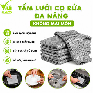 Tấm Lưới Cọ Rửa Đa Năng Không Mài Mòn GD102 - Giẻ Lưới Rửa Bát Chén Sợi Thép Chống Trầy Xước