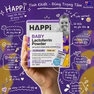 [DATE 3/2029] Bột tăng đề kháng Happi Baby Lactoferrin 100mg Hỗ Trợ Tăng Cường Miễn Dịch Đề Kháng