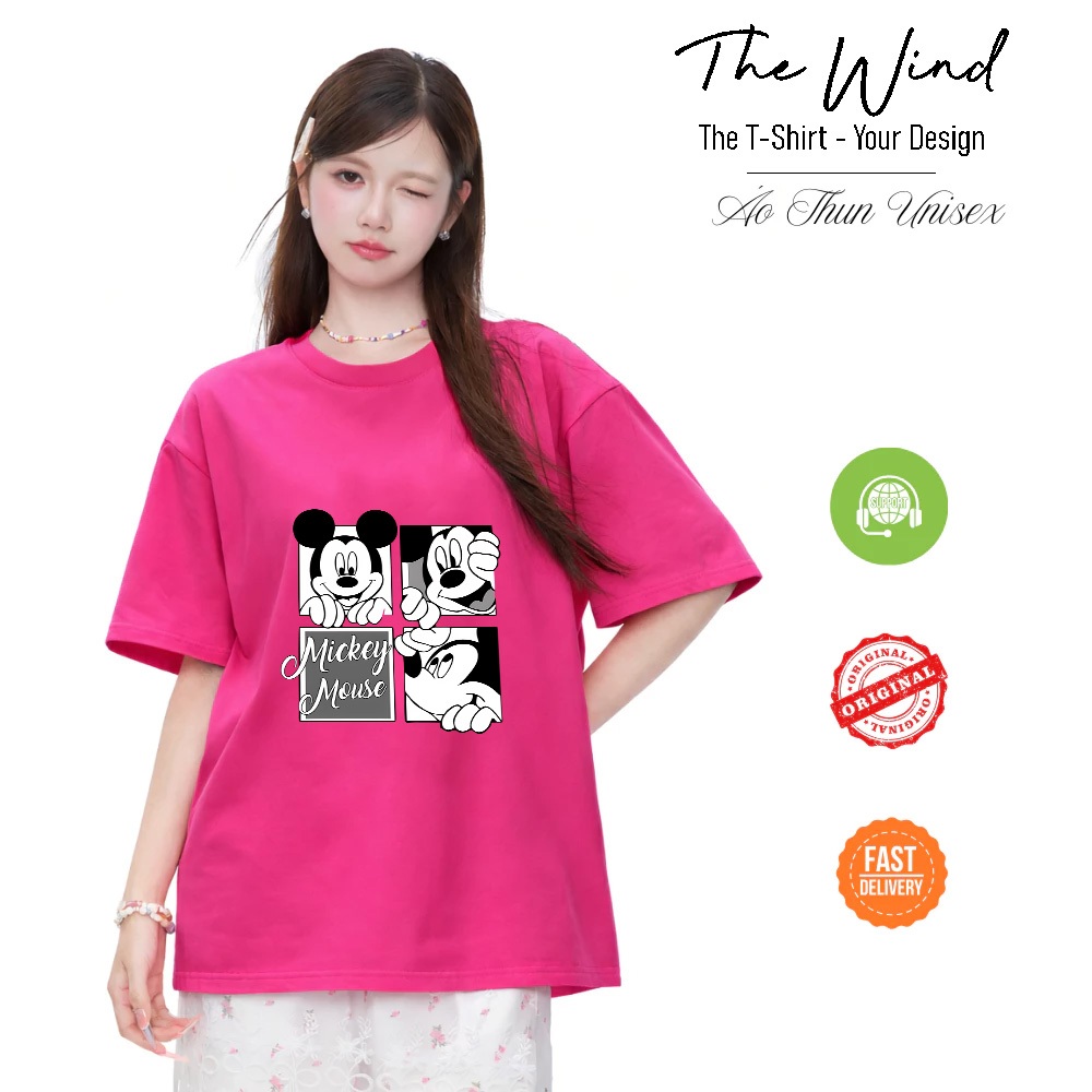 Áo thun hoạt hình Mickey MK83 unisex nam nữ form rộng