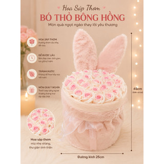 Bó Hoa Sáp Tai Thỏ Hot trend Mẫu Mới Nhất 2026 (Tặng túi, thiệp, đèn nháy)