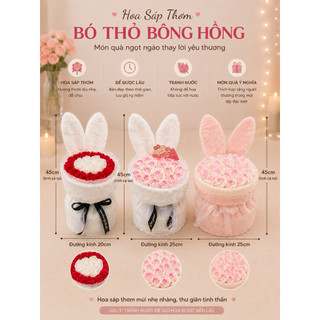 Bó Hoa Sáp Tai Thỏ Hot trend Mẫu Mới Nhất 2026 (Tặng túi, thiệp, đèn nháy)