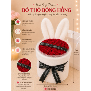 Bó Hoa Sáp Tai Thỏ Hot trend Mẫu Mới Nhất 2026 (Tặng túi, thiệp, đèn nháy)