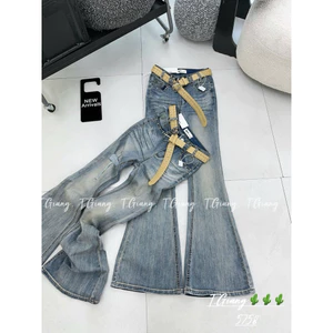 Jean loe rách 1 bên kèm belt xinh