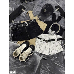 🥭Chân váy jeans loang màu pha khoá kèm belt siu chất hàng QC loại 1 siu hot hit e về 2 màu sll ~