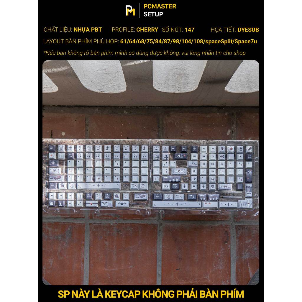 Keycap pbt Gothic nhựa PBT cao cấp Profile Cherry họa tiết dyesub 5D cho bàn phím cơ | BigBuy360 - bigbuy360.vn