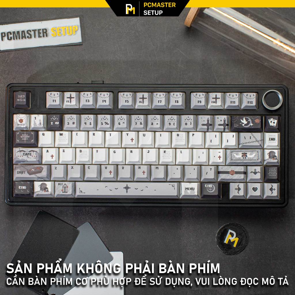 Keycap pbt Gothic nhựa PBT cao cấp Profile Cherry họa tiết dyesub 5D cho bàn phím cơ | BigBuy360 - bigbuy360.vn