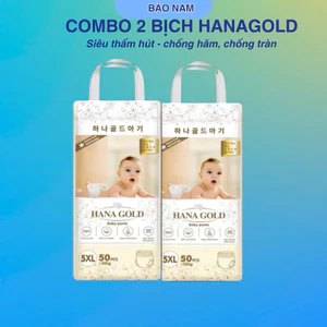{Combo} 100 Bỉm quần Hana Gold, dùng ngày dùng đêm cho bé từ 4kg- 27kg, thấm hút vượt trội, ngăn tràn hiệu quả, đủ size