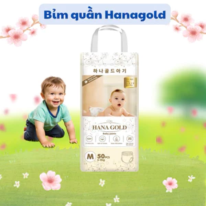 combo 50 Bỉm Quần HANA GOLD form bo mông, chống tràn ban đêm, đủ size cho bé từ M đến 4XL, siêu thấm hút