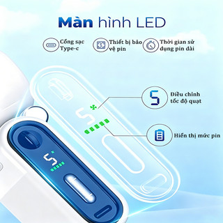 Quạt cầm tay mini làm lạnh bán dẫn gấp gọn 135 độ pin sạc USB di động gió mạnh cho học sinh đi chơi văn phòng