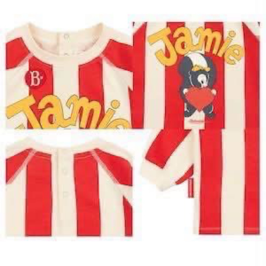 Áo lẻ Bebedepino trai gái đều mặc được hoạ tiết sọc trắng đỏ “Jamine” cưng lắm [size 100]