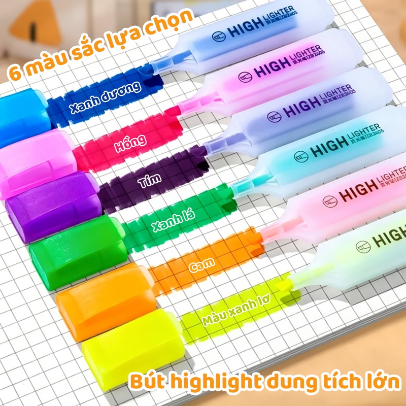 Bút Highlight Bút Đánh Dấu Take Note Pastel Macaron - Bút Nhớ Dòng 6 Màu Thân Dẹt Nhanh Khô