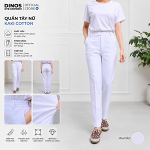 Quần Blouse Trắng Dinos Vải Cotton Lạnh, Khóa Kéo Phối Thun Cho Nữ Bác Sĩ, Điều Dưỡng, Hộ Lý