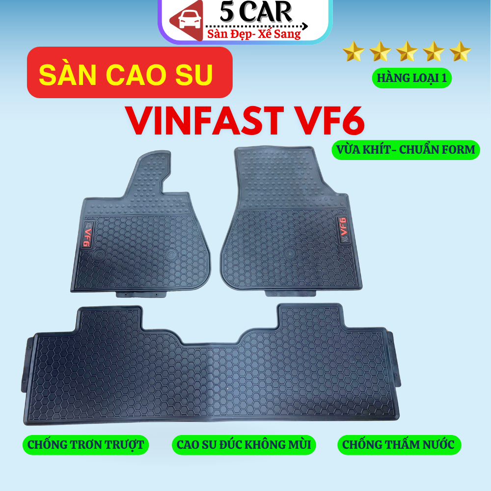 Thảm Lót Sàn Cao Su Xe VINFAST VF6 - Cao su đúc Không Mùi , Vừa Khít Form Xe- Chống Nước, Dễ Dàng Lắp Đặt