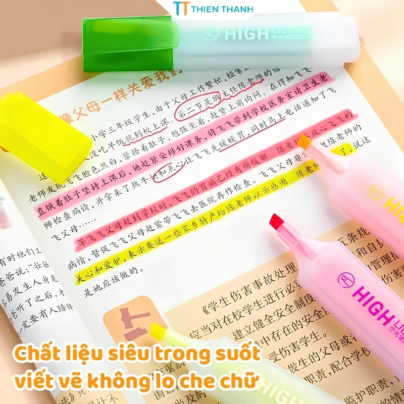 Bút Highlight Bút Đánh Dấu Take Note Pastel Macaron - Bút Nhớ Dòng 6 Màu Thân Dẹt Nhanh Khô