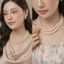 N702 vòng cổ áo dài, dây chuyền áo tấc, dây chuyền cưới 2 sợi ngọc trai nhân tạo 10 mm sang trọng cho nữ