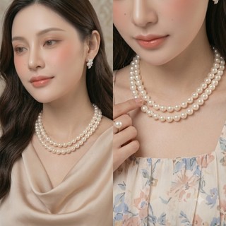 [ DAISYN ] N702 vòng cổ áo dài, dây chuyền áo tấc, dây chuyền cưới 2 sợi ngọc trai nhân tạo 10 mm sang trọng cho nữ