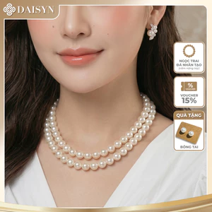 N702 vòng cổ áo dài, dây chuyền áo tấc, dây chuyền cưới 2 sợi ngọc trai nhân tạo 10 mm sang trọng cho nữ
