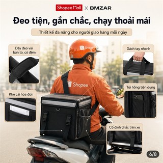 BMZAR Túi Giữ Nhiệt Giao Hàng Dày Dặn Chống Nước Tốt Cho Shipper 22L 32L 48L 62L (Tặng Kèm Dây Đeo Vai)