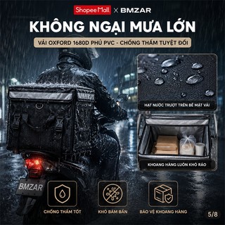 BMZAR Túi Giữ Nhiệt Giao Hàng Dày Dặn Chống Nước Tốt Cho Shipper 22L 32L 48L 62L (Tặng Kèm Dây Đeo Vai)