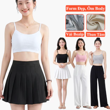 Áo Croptop Hai Dây Nữ Ngắn Mùa Hè Vải Thun Co Dãn Ôm Body Nữ Madela, Áo Thun Nữ 2 Dây Kiểu Dáng Croptop Ôm Ngắn