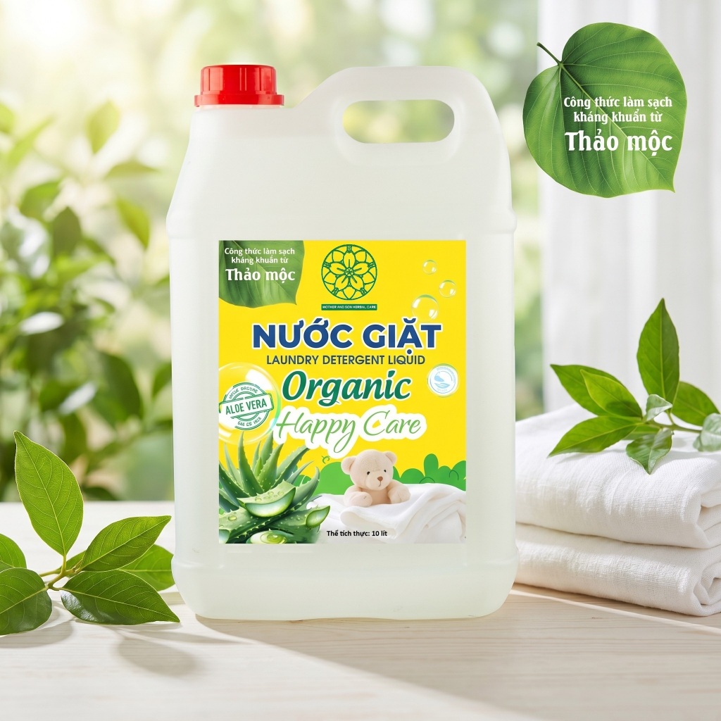 Nước giặt organic happy care làm sạch từ thảo mộc, enzyme sinh học