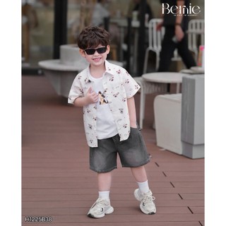 Sét sơ mi 3 chi tiết cho bé trai Bloom Chất liệu áo sơ mi thô mềm thoáng mát áo 3 lỗ vải cotton 4c mềm mịn B001