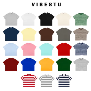 Áo Thun Trơn Local Brand VIBESTU , Áo Thun Boxy Form Rộng Unisex 250Gsm 100% Cotton