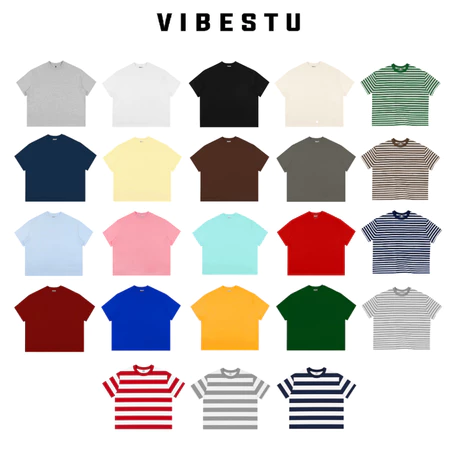 Áo Thun Trơn Local Brand VIBESTU , Áo Thun Boxy Form Rộng Unisex 250Gsm 100% Cotton