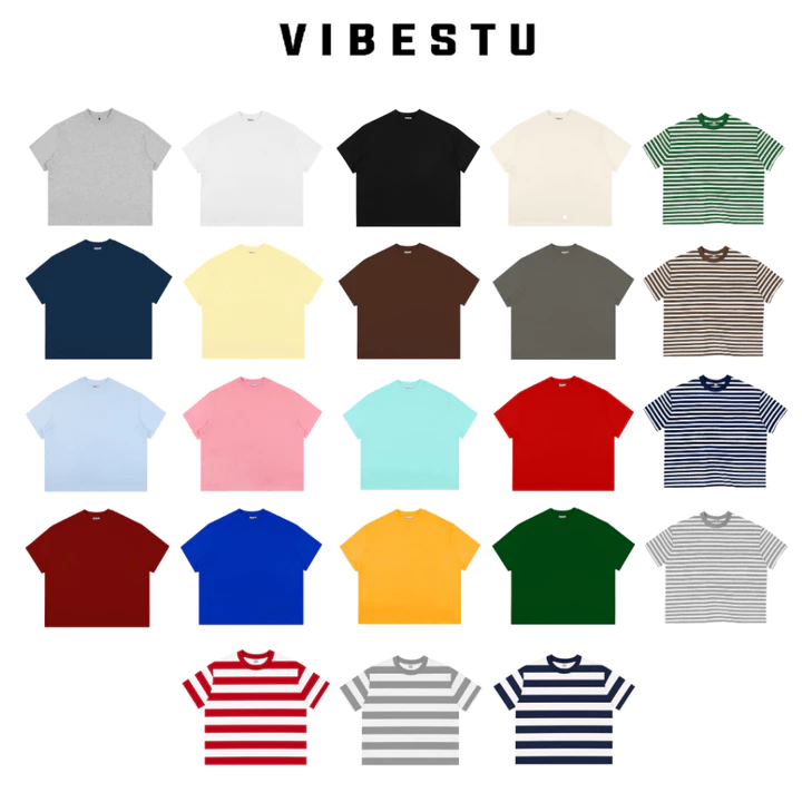Áo Thun Trơn Local Brand VIBESTU , Áo Thun Boxy Form Rộng Unisex 250Gsm 100% Cotton
