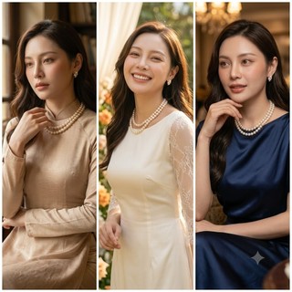 [ DAISYN ] N702 vòng cổ áo dài, dây chuyền áo tấc, dây chuyền cưới 2 sợi ngọc trai nhân tạo 10 mm sang trọng cho nữ