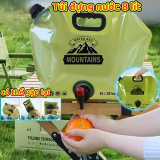 (TX)Túi Đựng Nước Gấp Gọn 8L Có Vòi, Dùng Cho Du Lịch, Cắm Trại, Dự Phòng  hoạt động ngoài trời