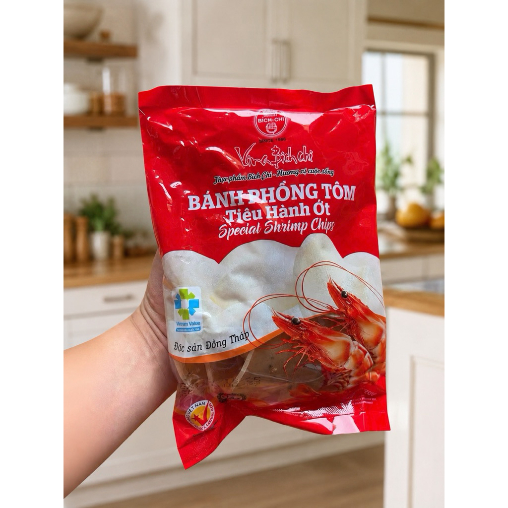 Bánh Phồng Tôm Tiêu Hành Ớt Bích Chi 200g - Đặc Sản Đồng Tháp - Thơm ngon, giòn rụm