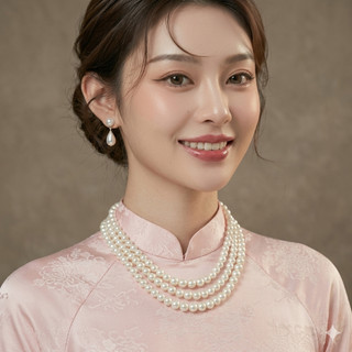 [ DAISYN ] N630  dây chuyền áo dài , dây chuyền áo tấc, dây chuyền váy cưới ngọc trai nhân tạo 3 sợi 8mm ngắn sang trọng